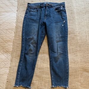 LOFT Dark Blue High Waist Skinny Cropped Jeans